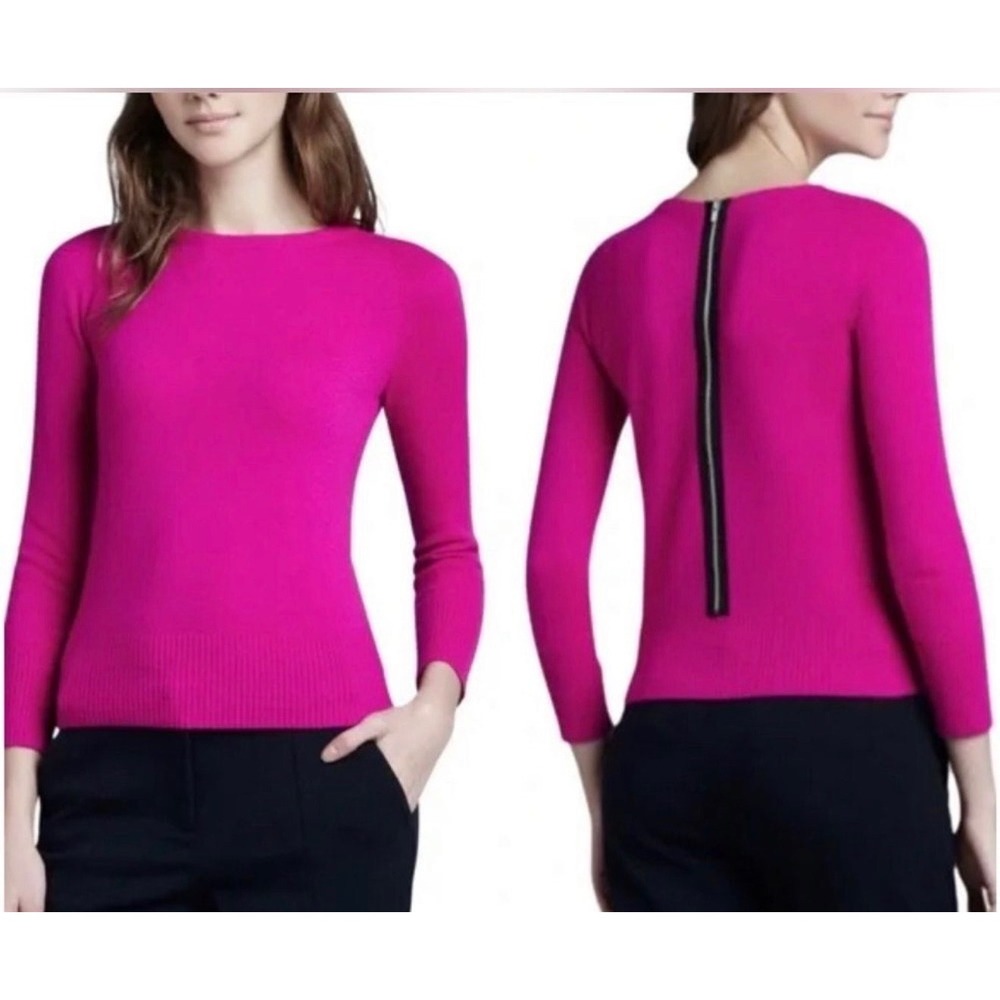 Diane Von Furstenberg Noa Back Zip Pink Sweater Cashmere Wool Blend Lux Glam